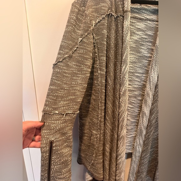 Free People Gray In The Loop Open Front Waterfall Cardigan - Picture 5 of 6